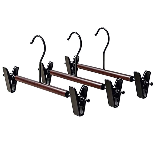 Dark wood round bar pants hanger