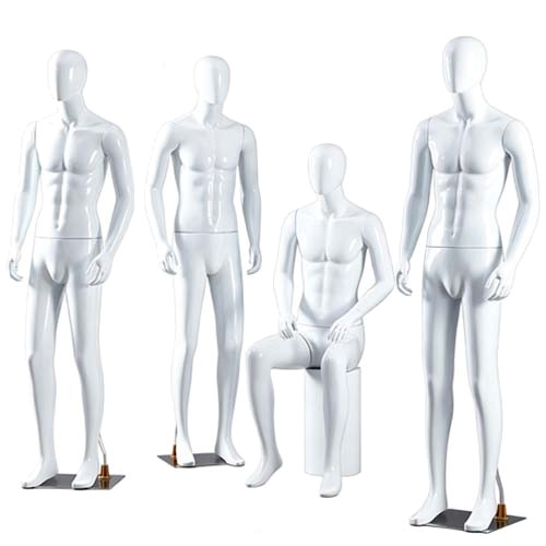 Glossy white male full body mannequins