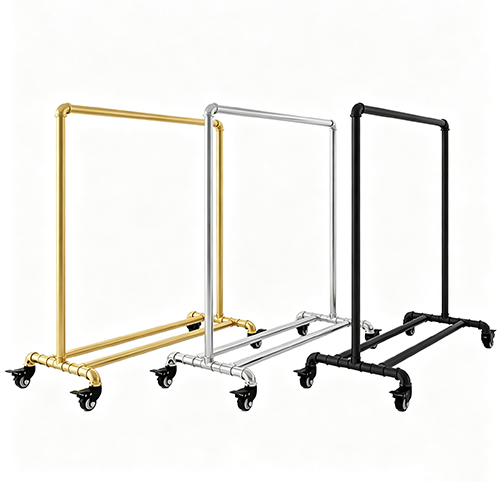 Industrial Pipe Rolling Clothing Rack