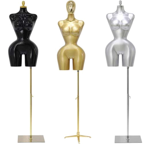 Plus size curvy female torso mannequin with metal stand