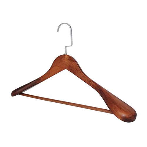 Wide shoulder solid wood garment hanger