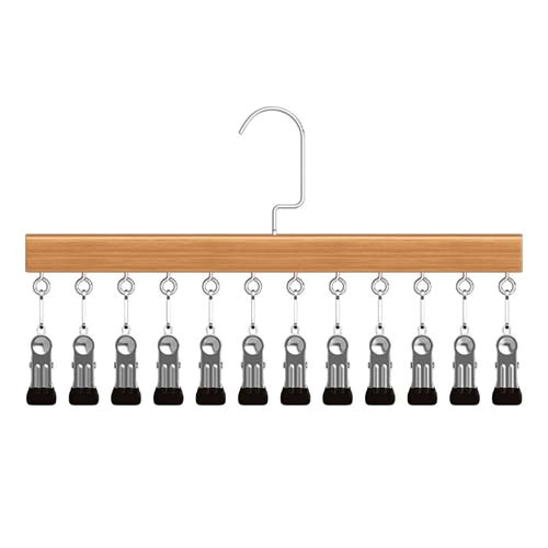 Wooden multi-clip hanger